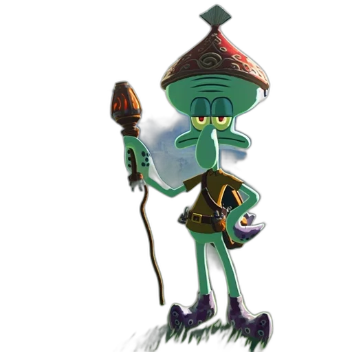 staff, creature, hat, robot transparent PNG cut-out