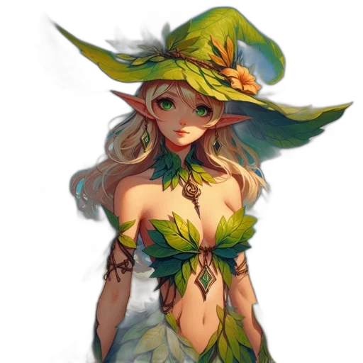 dress, hat, staff, dragon transparent PNG cut-out