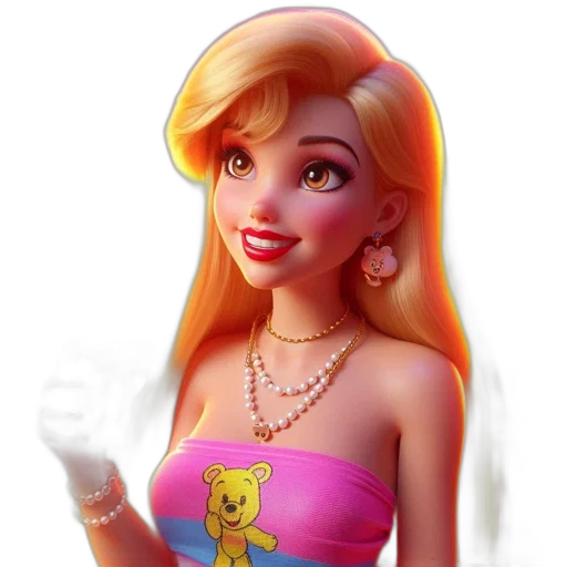 dress, jewelry, face, cartoon transparent PNG cut-out