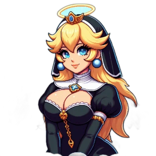 crown, staff, dress, pixel art transparent PNG cut-out
