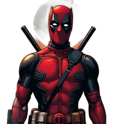 comic book art, concept art, red, deadpool transparent PNG cut-out
