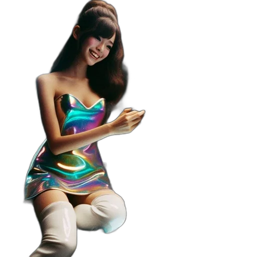 dress, robot, 3d render, vaporwave transparent PNG cut-out
