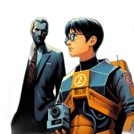 comic book art, concept art, two, individuals transparent PNG cut-out