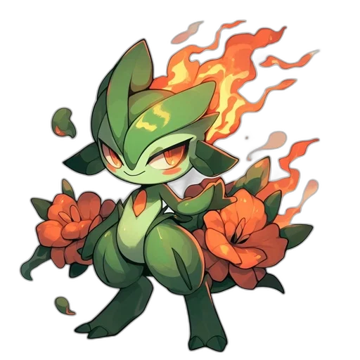 dragon, flower, creature, staff transparent PNG cut-out