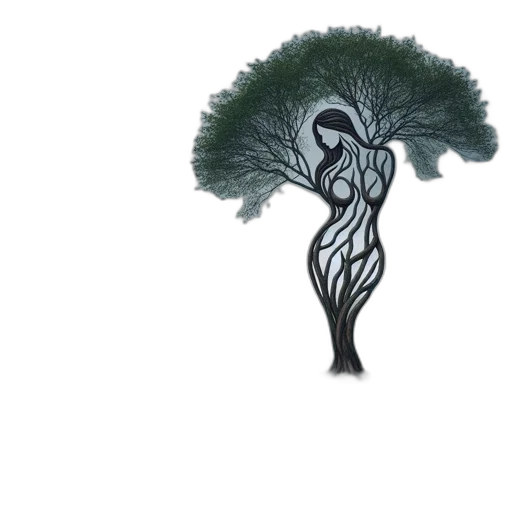 tree, hair, dress, crown transparent PNG cut-out
