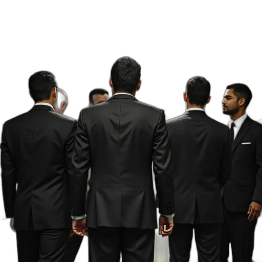 staff, jacket, six, men transparent PNG cut-out