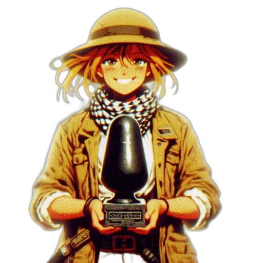hat, weapon, staff, jacket transparent PNG cut-out