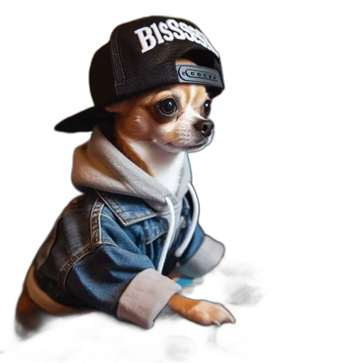 hat, jacket, animal, photorealistic transparent PNG cut-out