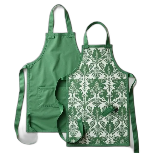 green, white, damask, aprons transparent PNG cut-out