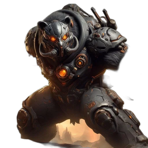robot, weapon, face, creature transparent PNG cut-out