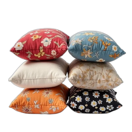 collection, six, square, pillows transparent PNG cut-out
