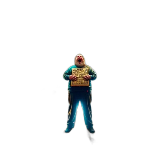 creature, jacket, mask, staff transparent PNG cut-out