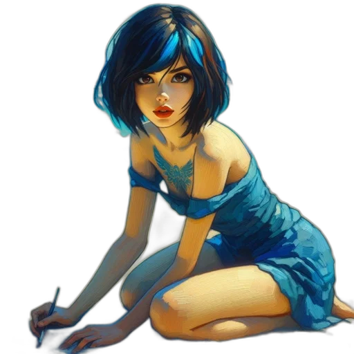 dress, face, comic book art, concept art transparent PNG cut-out