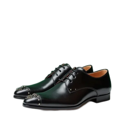 shoes, pair, black, leather transparent PNG cut-out