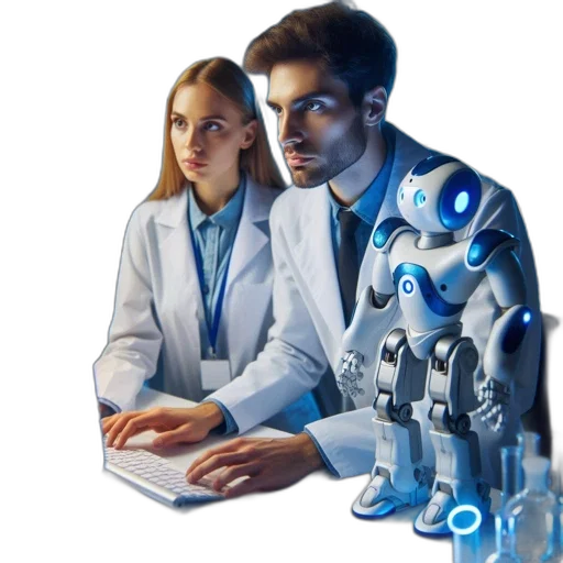 robot, concept art, cyberpunk, 3d render transparent PNG cut-out