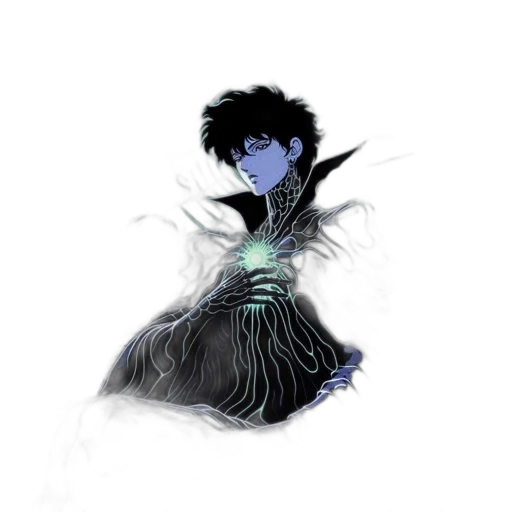 dress, creature, hair, staff transparent PNG cut-out