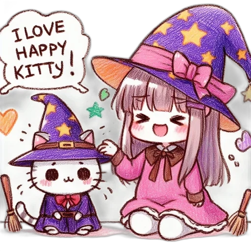 hat, staff, robot, watercolor transparent PNG cut-out