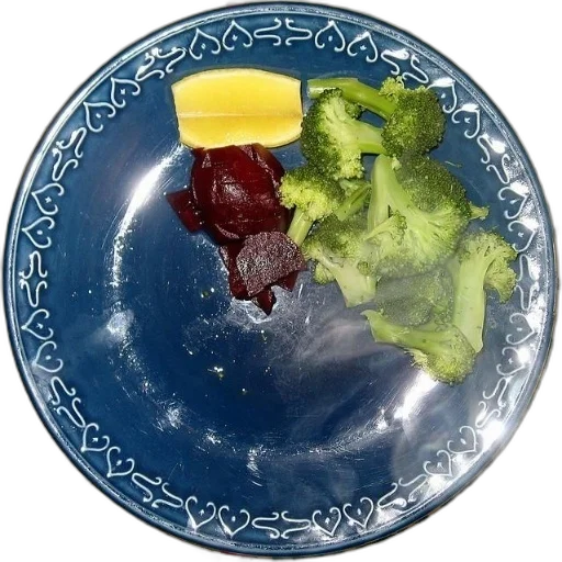 food, blue, plate, broccoli transparent PNG cut-out