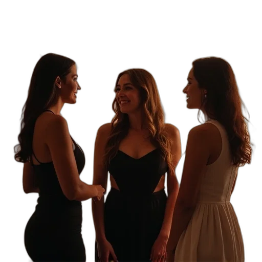 dress, fire, three, women transparent PNG cut-out
