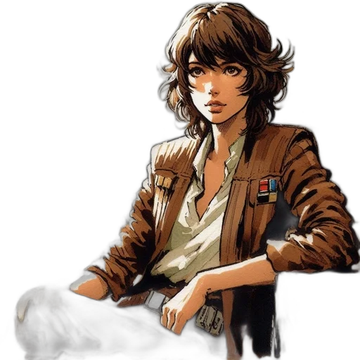 jacket, staff, weapon, comic book art transparent PNG cut-out