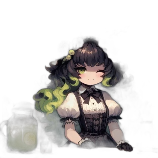 staff, dress, hair, mask transparent PNG cut-out
