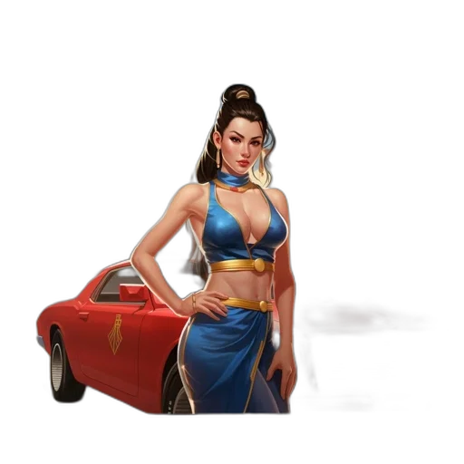 dress, car, staff, weapon transparent PNG cut-out