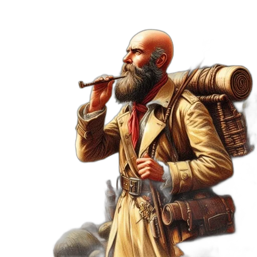 jacket, staff, concept art, fantasy art transparent PNG cut-out