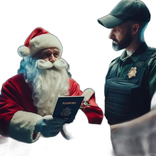 santa, claus, shown, presenting transparent PNG cut-out