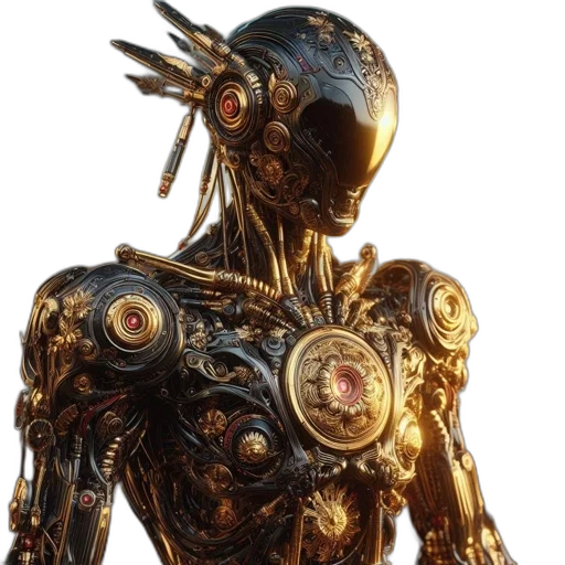 robot, creature, jewelry, staff transparent PNG cut-out