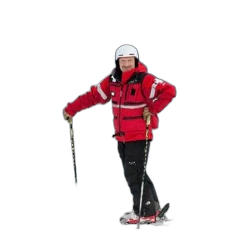 jacket, staff, skier, red transparent PNG cut-out