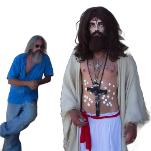 two, figures, stand, bustling transparent PNG cut-out