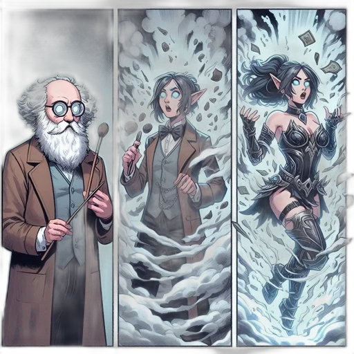 comic book art, concept art, fantasy art, underwater transparent PNG cut-out