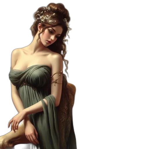 dress, jewelry, fantasy art, oil painting transparent PNG cut-out
