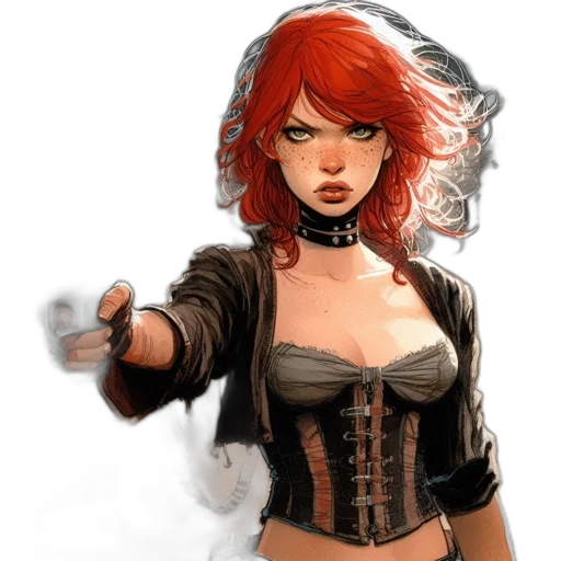 dress, jacket, comic book art, fantasy art transparent PNG cut-out