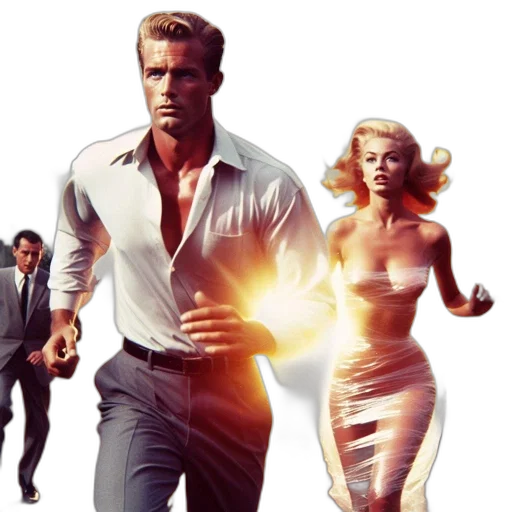 concept art, comic book art, fire, running transparent PNG cut-out