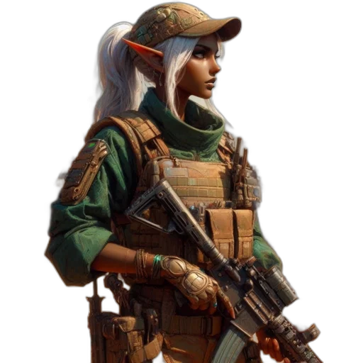weapon, face, staff, jacket transparent PNG cut-out