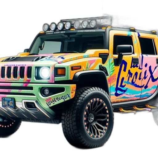car, concept art, 3d render, vibrant transparent PNG cut-out