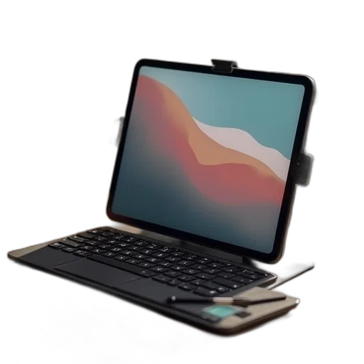 staff, robot, vaporwave, tablet transparent PNG cut-out