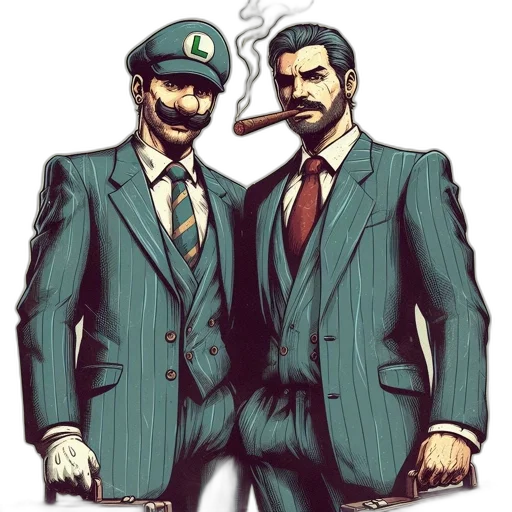 jacket, staff, mask, comic book art transparent PNG cut-out