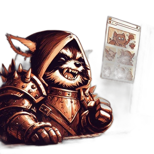 concept art, fantasy art, stylized, raccoon transparent PNG cut-out