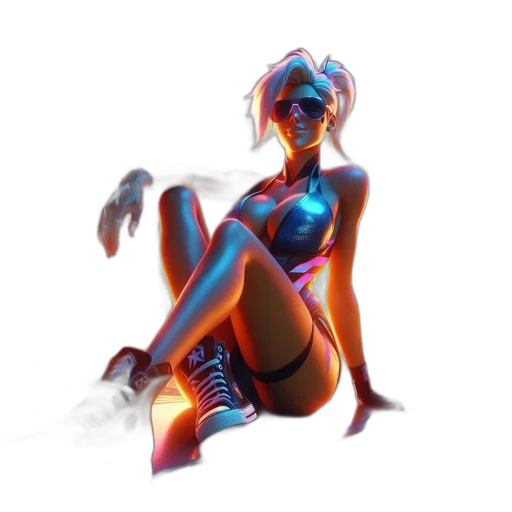 concept art, cyberpunk, 3d render, fantasy art transparent PNG cut-out