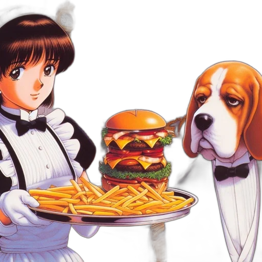food, animal, vaporwave, photorealistic transparent PNG cut-out