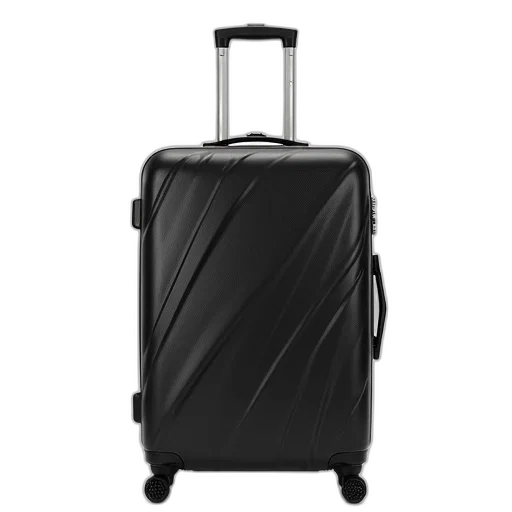 sturdy, black, wheeled, suitcase transparent PNG cut-out