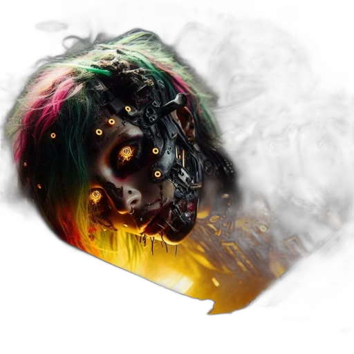 mask, face, robot, hair transparent PNG cut-out