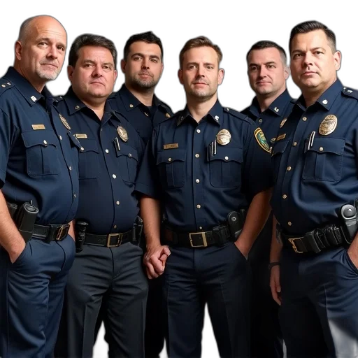 staff, group, police, officers transparent PNG cut-out