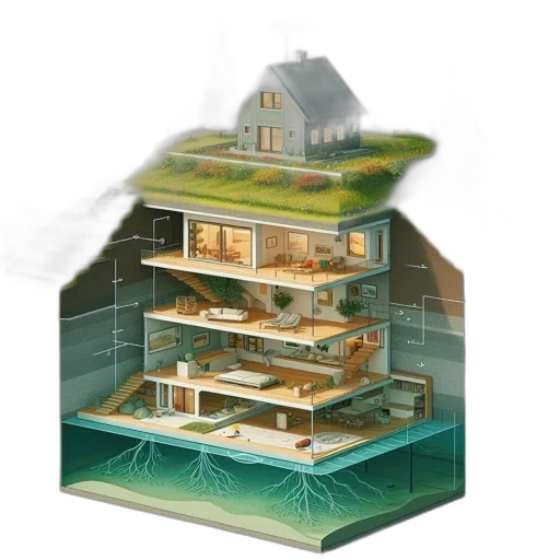 building, concept art, 3d render, modern transparent PNG cut-out
