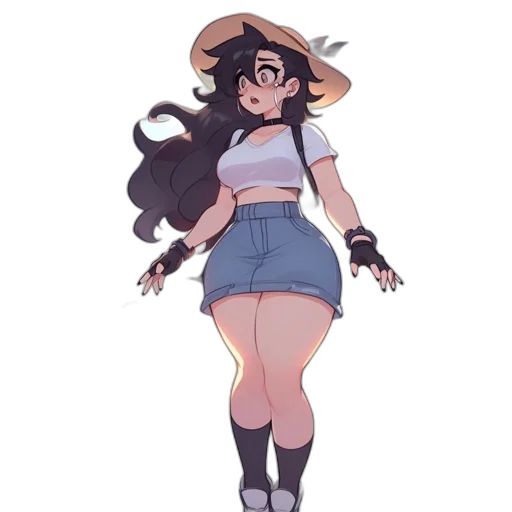 dress, staff, creature, hair transparent PNG cut-out