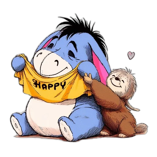 cartoon, two, creatures, interact transparent PNG cut-out