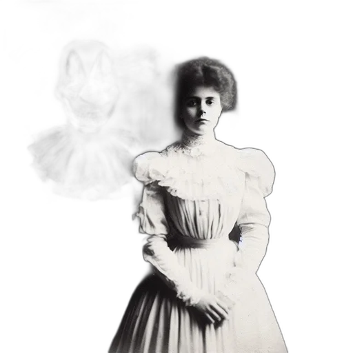 dress, staff, face, photorealistic transparent PNG cut-out