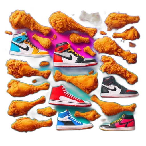 shoes, food, concept art, photorealistic transparent PNG cut-out